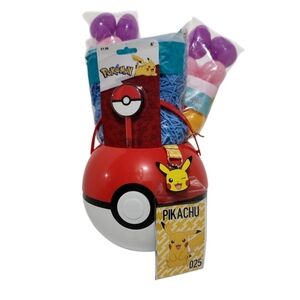 Pokemon PokeBall Plastic Easter Basket/Treat Bundle